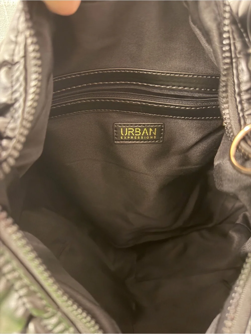 URBAN EXPRESSIONS Quilted Faux Leather Black Hobo Bag - NEW w/ Tags